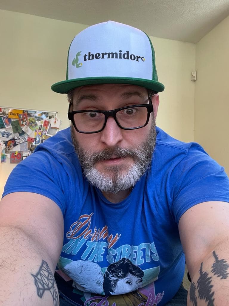 Dave Barton, Co-founder and Creative Director at thermidor< and Co-host of the lobsterpot< podcast.